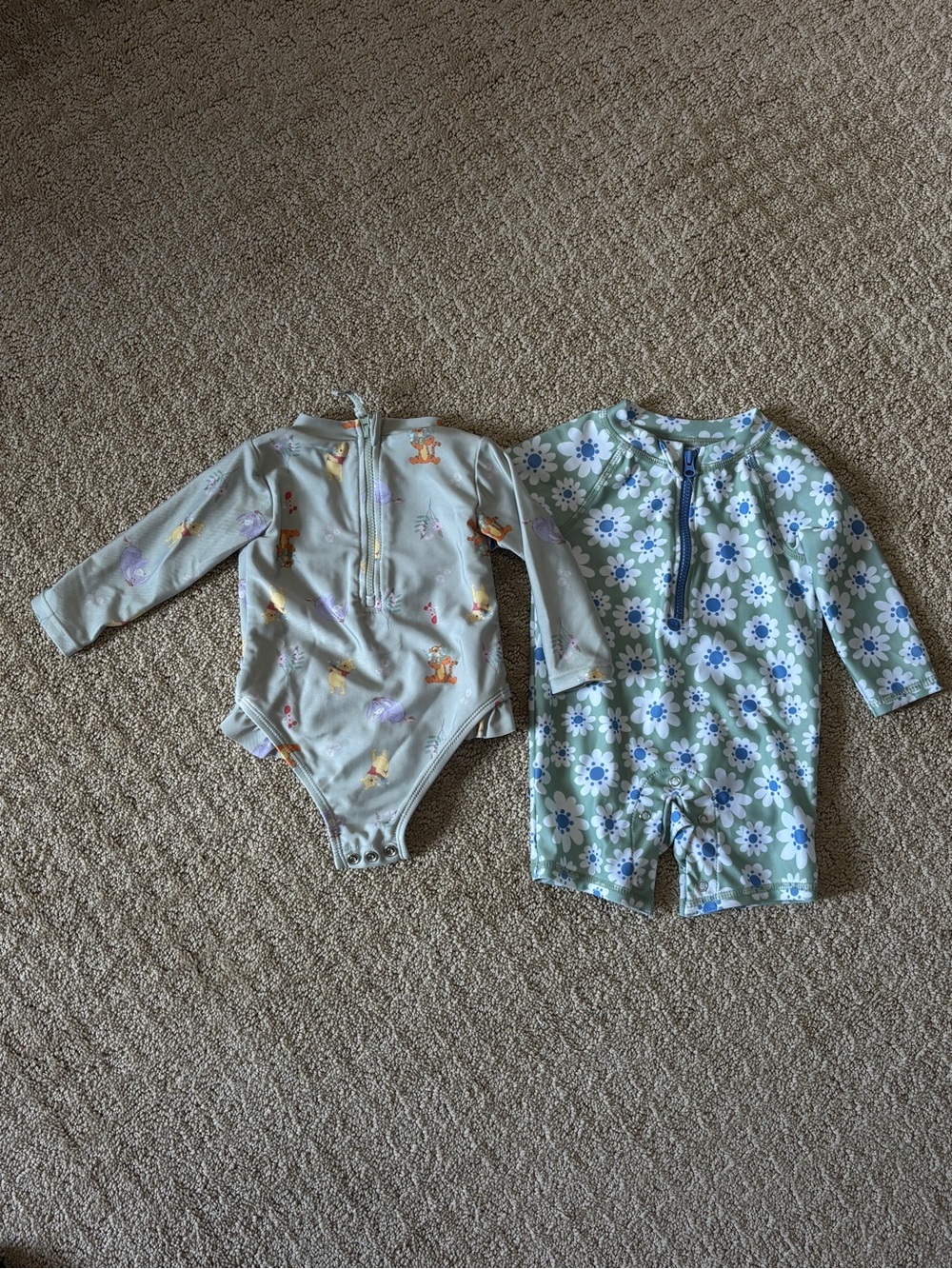 0-3mo Girls One-Piece Rashguard Swimsuits Bundle